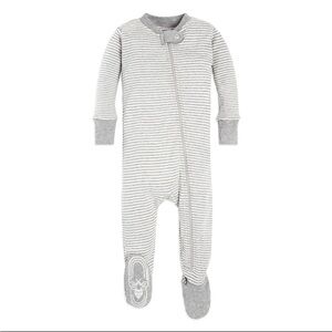 Burt's Bees Baby Organic Cotton Gray Striped Footie